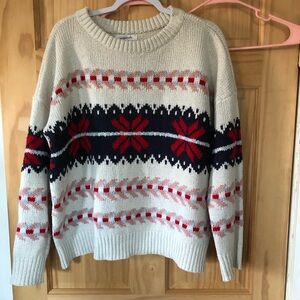 Magnolia Boutique Snowflake Knit Pullover Sweater - Sz L